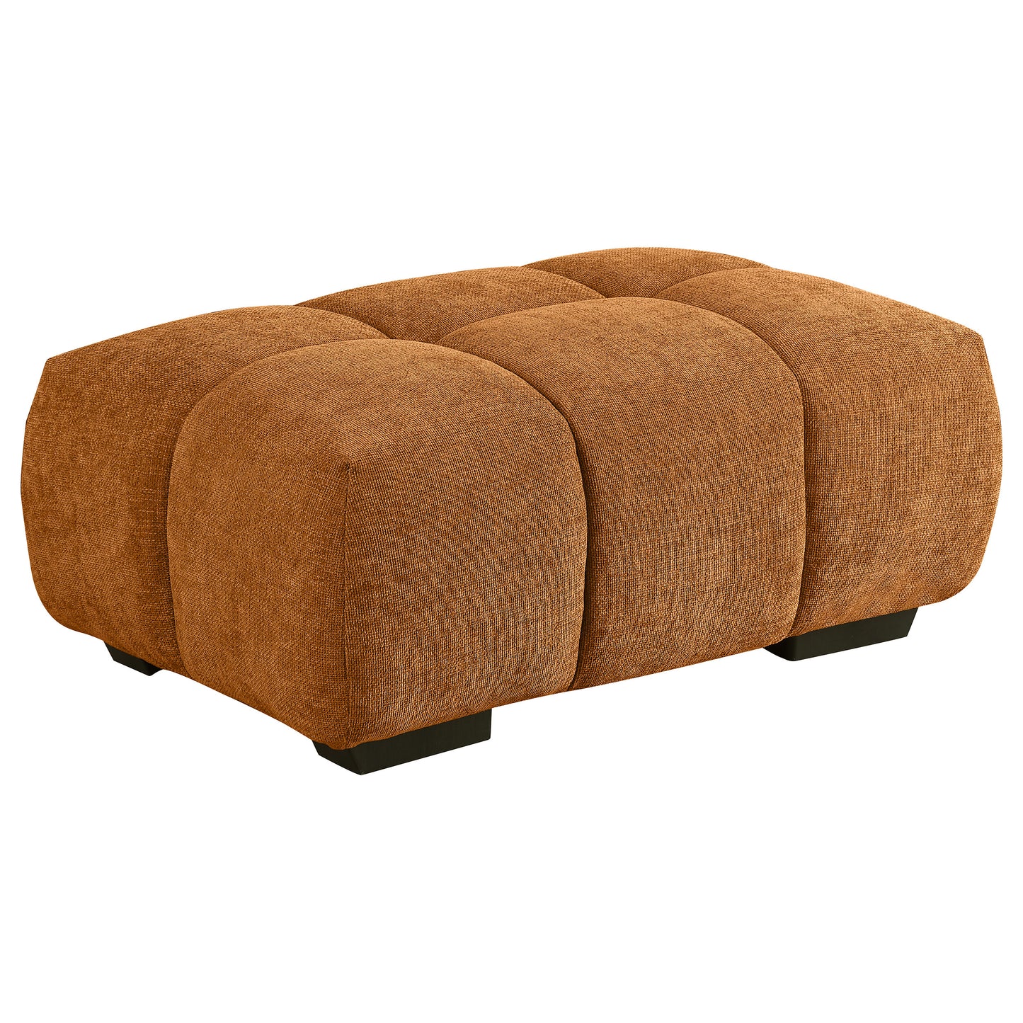 beaumont rectangular upholstered tufted ottoman orange