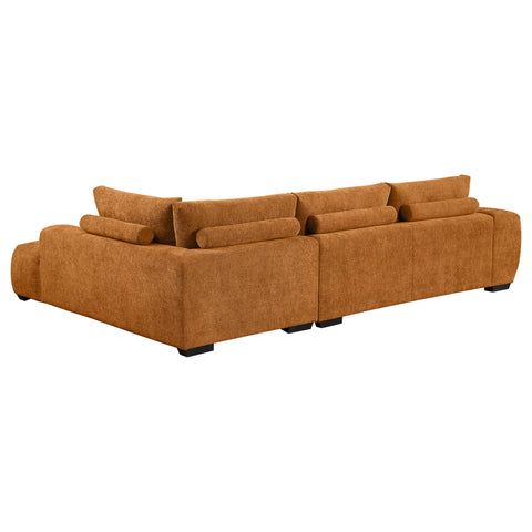 Sophia Upholstered Sectional Sofa with Ottoman Set OrangeOrange