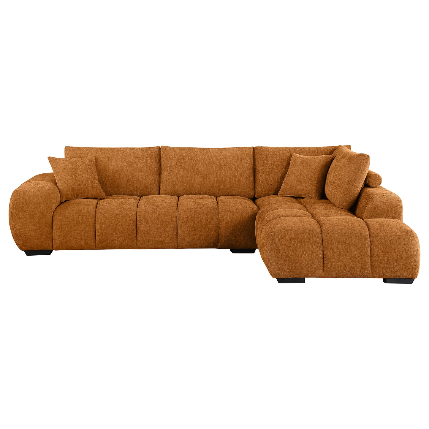 beaumont upholstered chaise sectional sofa orange