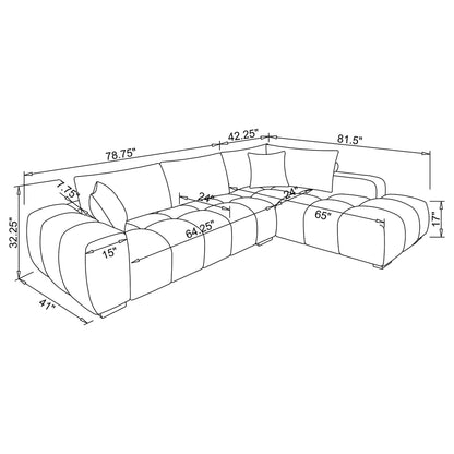 Beaumont Upholstered Chaise Sectional Sofa Orange