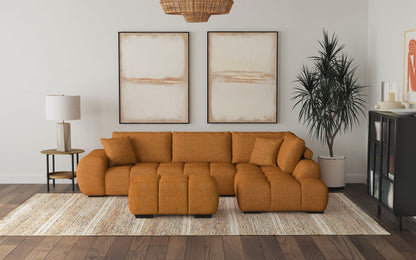 Beaumont Upholstered Chaise Sectional Sofa Orange