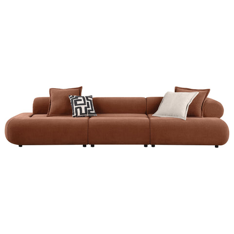 Ashlyn 143-inch Velvet Modular Bumper Sectional Sofa Rust