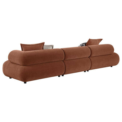 Ashlyn 143-inch Velvet Modular Bumper Sectional Sofa Rust