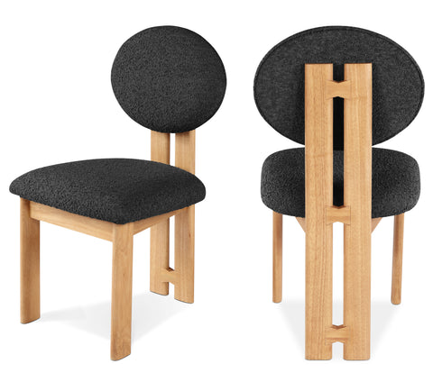 Faye Black Boucle Fabric Upholstered Dining Chair, 2-Piece (Style 3)