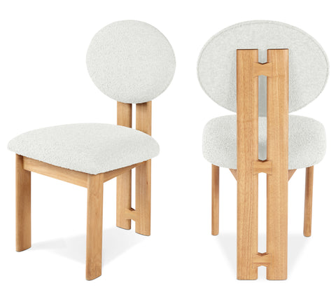 Faye Cream Boucle Fabric Upholstered Dining Chair, 2-Piece (Style 3)