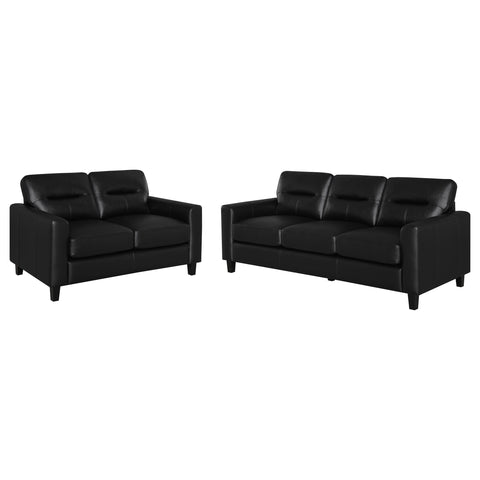 Amara 2-piece Faux Leather Upholstered Sofa Set Black
