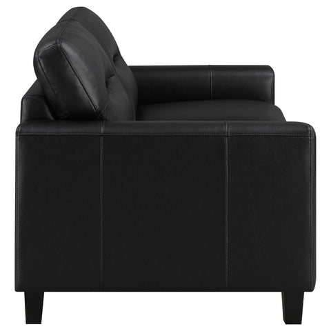 Amara 2-piece Faux Leather Upholstered Sofa Set Black
