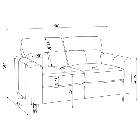 Amara 2-piece Faux Leather Upholstered Sofa Set Black