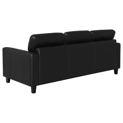 Amara 3-piece Faux Leather Upholstered Sofa Set Black