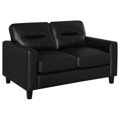 Amara Faux Leather Upholstered Track Arm Loveseat Black
