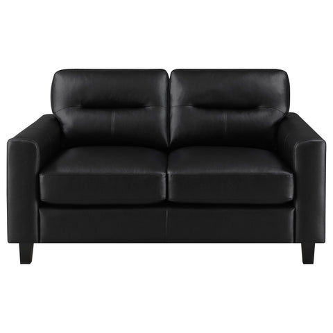 Amara Faux Leather Upholstered Track Arm Loveseat Black
