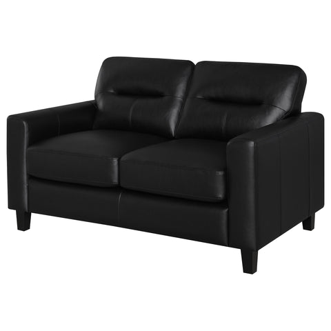 Amara Faux Leather Upholstered Track Arm Loveseat Black