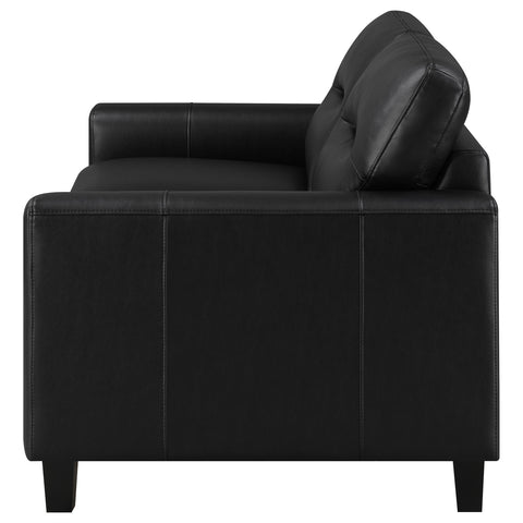 Amara Faux Leather Upholstered Track Arm Loveseat Black