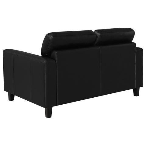 Amara Faux Leather Upholstered Track Arm Loveseat Black