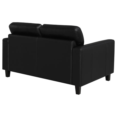 Amara Faux Leather Upholstered Track Arm Loveseat Black