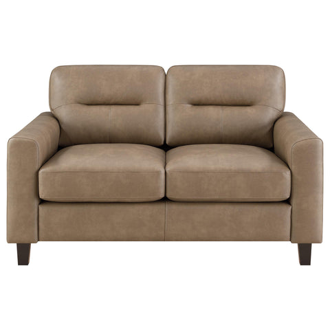 Amara 3-piece Faux Leather Upholstered Sofa Set Brown