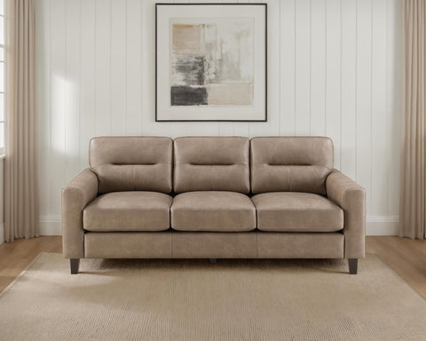 Amara Faux Leather Upholstered Track Arm Sofa Brown