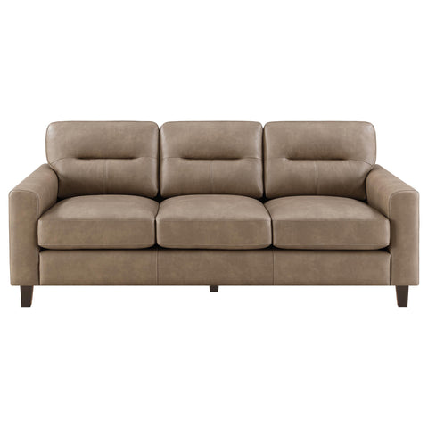 Amara Faux Leather Upholstered Track Arm Sofa Brown