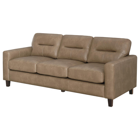 Amara Faux Leather Upholstered Track Arm Sofa Brown