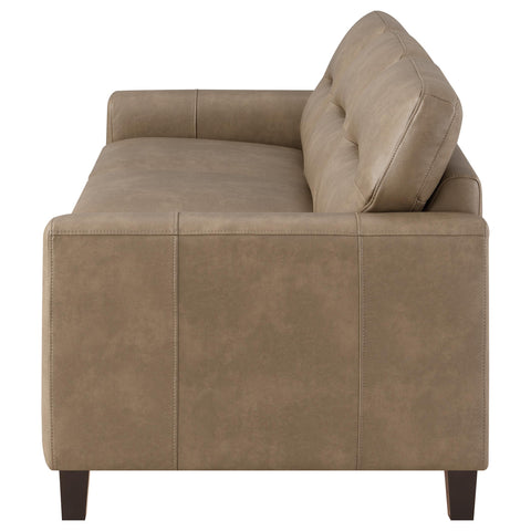 Amara Faux Leather Upholstered Track Arm Sofa Brown