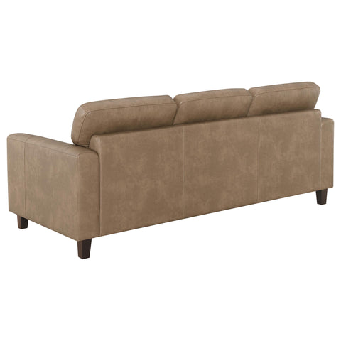 Amara Faux Leather Upholstered Track Arm Sofa Brown