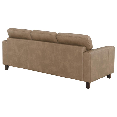 Amara Faux Leather Upholstered Track Arm Sofa Brown
