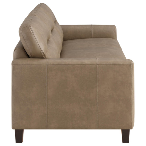 Amara Faux Leather Upholstered Track Arm Sofa Brown