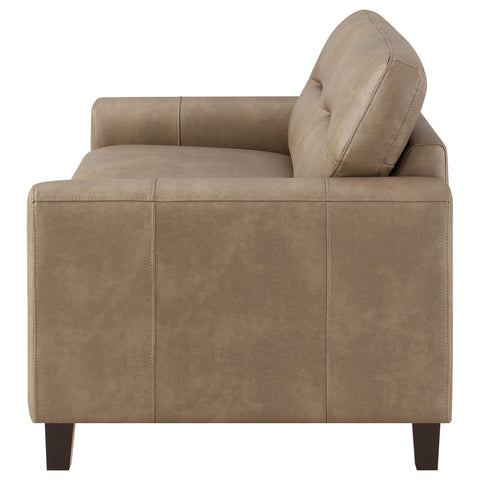 Amara Faux Leather Upholstered Track Arm Loveseat Brown