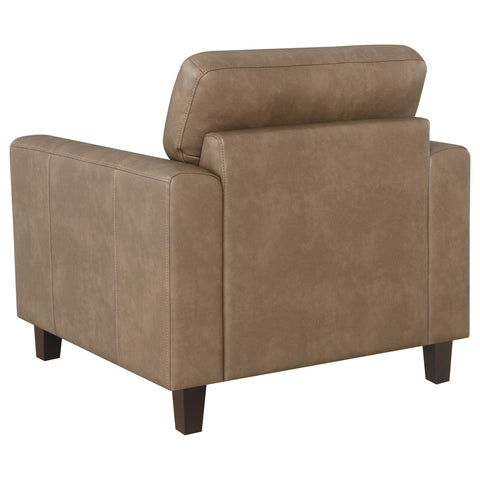 Amara Faux Leather Upholstered Track Arm Chair Brown