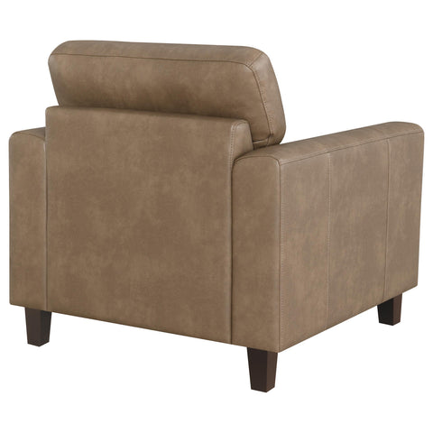 Amara Faux Leather Upholstered Track Arm Chair Brown