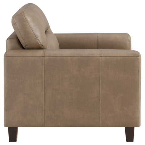 Amara Faux Leather Upholstered Track Arm Chair Brown