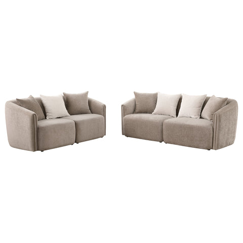 Betsy 2-piece Chenille Upholstered Sofa Set LatteLatte