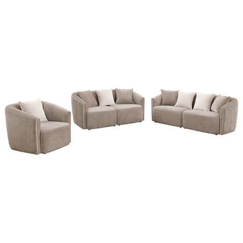 Betsy 3-piece Chenille Upholstered Sofa Set LatteLatte