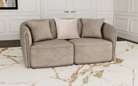 Betsy Chenille Upholstered Rolled Arm Loveseat LatteLatte