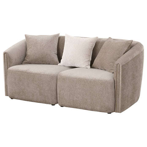 Betsy Chenille Upholstered Rolled Arm Loveseat LatteLatte