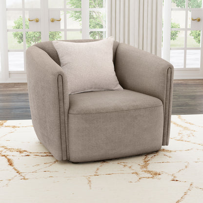 Miranda Chenille Upholstered Rolled Arm Chair Latte