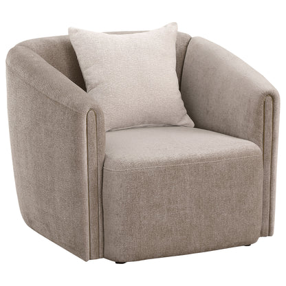 Miranda Chenille Upholstered Rolled Arm Chair Latte