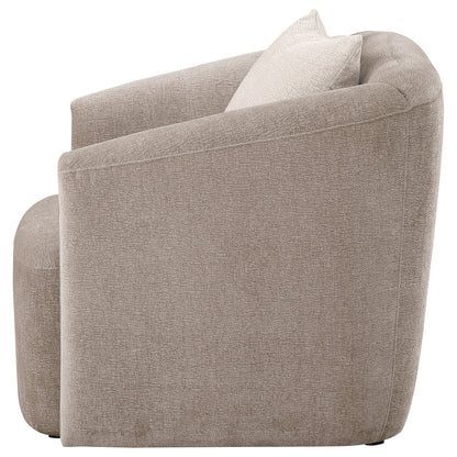 Miranda Chenille Upholstered Rolled Arm Chair Latte