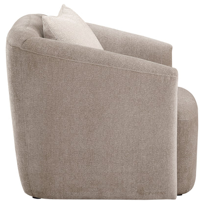 Miranda Chenille Upholstered Rolled Arm Chair Latte