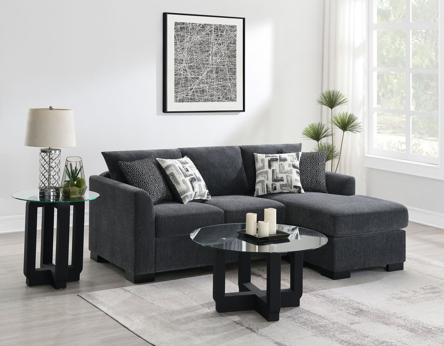 deanna upholstered sleeper sectional chaise sofa dark grey