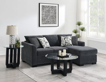 Deanna Upholstered Sleeper Sectional Chaise Sofa Dark Grey