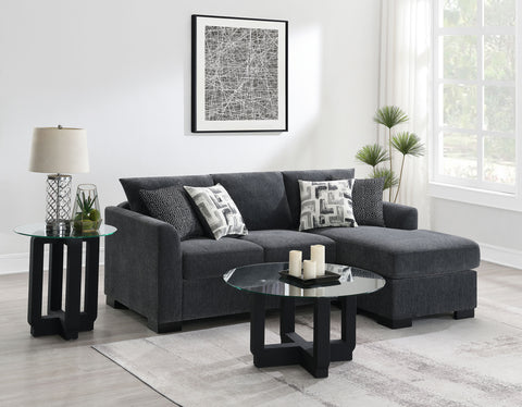 Biloxi Upholstered Sleeper Sectional Chaise Sofa Dark GreyDark Grey