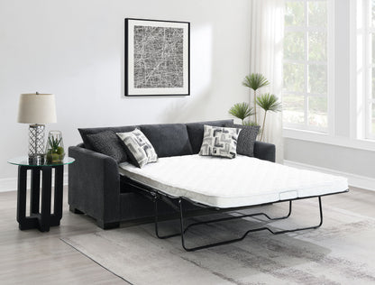 Deanna Upholstered Sleeper Sectional Chaise Sofa Dark Grey