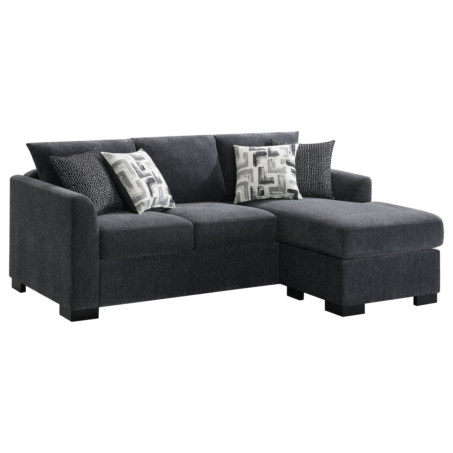 deanna upholstered sleeper sectional chaise sofa dark grey