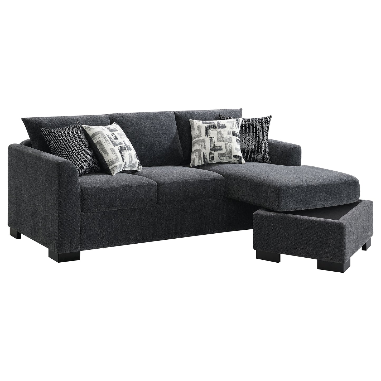 deanna upholstered sleeper sectional chaise sofa dark grey