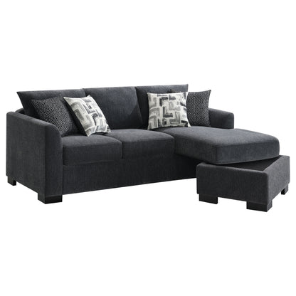 Deanna Upholstered Sleeper Sectional Chaise Sofa Dark Grey