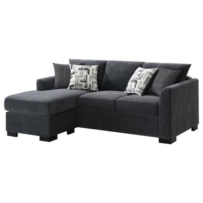 Deanna Upholstered Sleeper Sectional Chaise Sofa Dark Grey