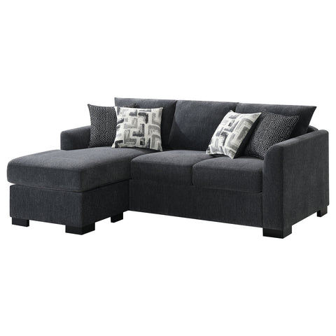 Biloxi Upholstered Sleeper Sectional Chaise Sofa Dark GreyDark Grey