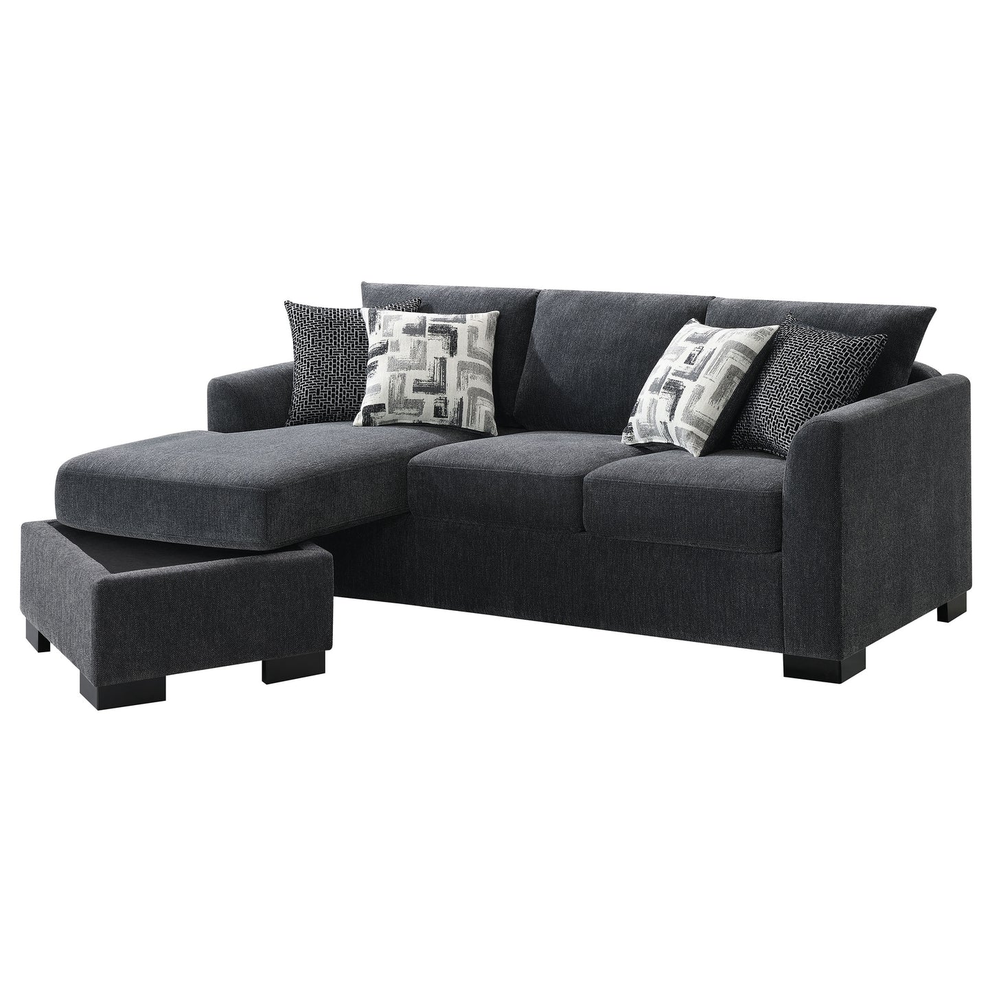 deanna upholstered sleeper sectional chaise sofa dark grey