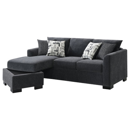 Deanna Upholstered Sleeper Sectional Chaise Sofa Dark Grey